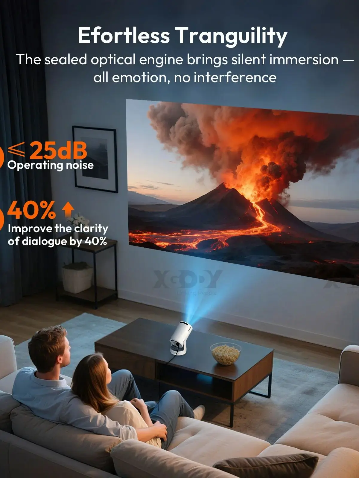 XGODY 8K Android 14 projecteur WiFi 6 Bluetooth 5.0 12000 Lumen luminosité Portable Home cinéma cinéma pour les divertissement en plein air