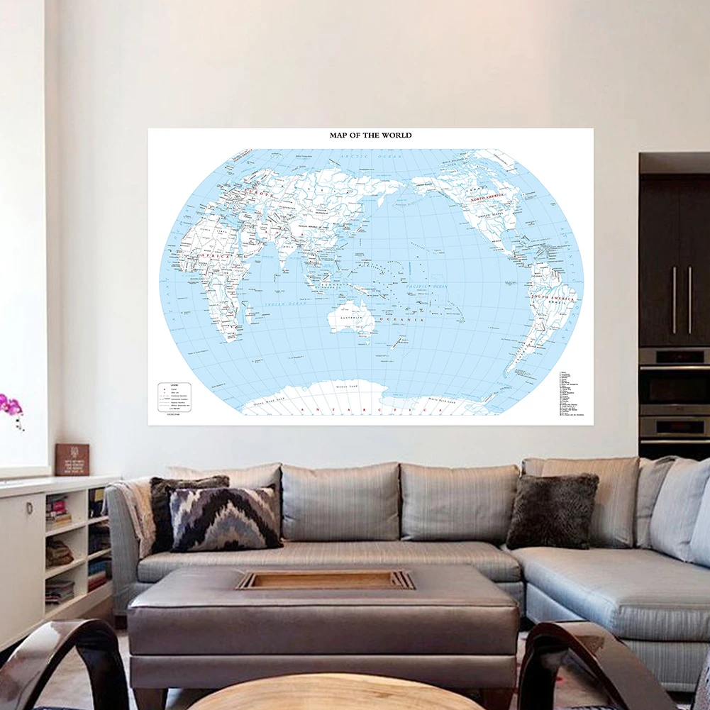 Wall World Map of The World Decoration Hanging Picture Non tessuto per l'insegnamento della ricerca Poster della scuola Decor Poster 150*100cm