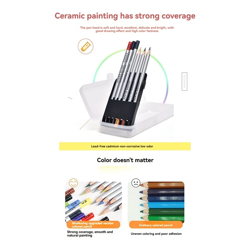 Hand Painted Glaze Chalk Pottery Painting Coloring Tools  Colored Pencil Professional Color Pencils-AT81