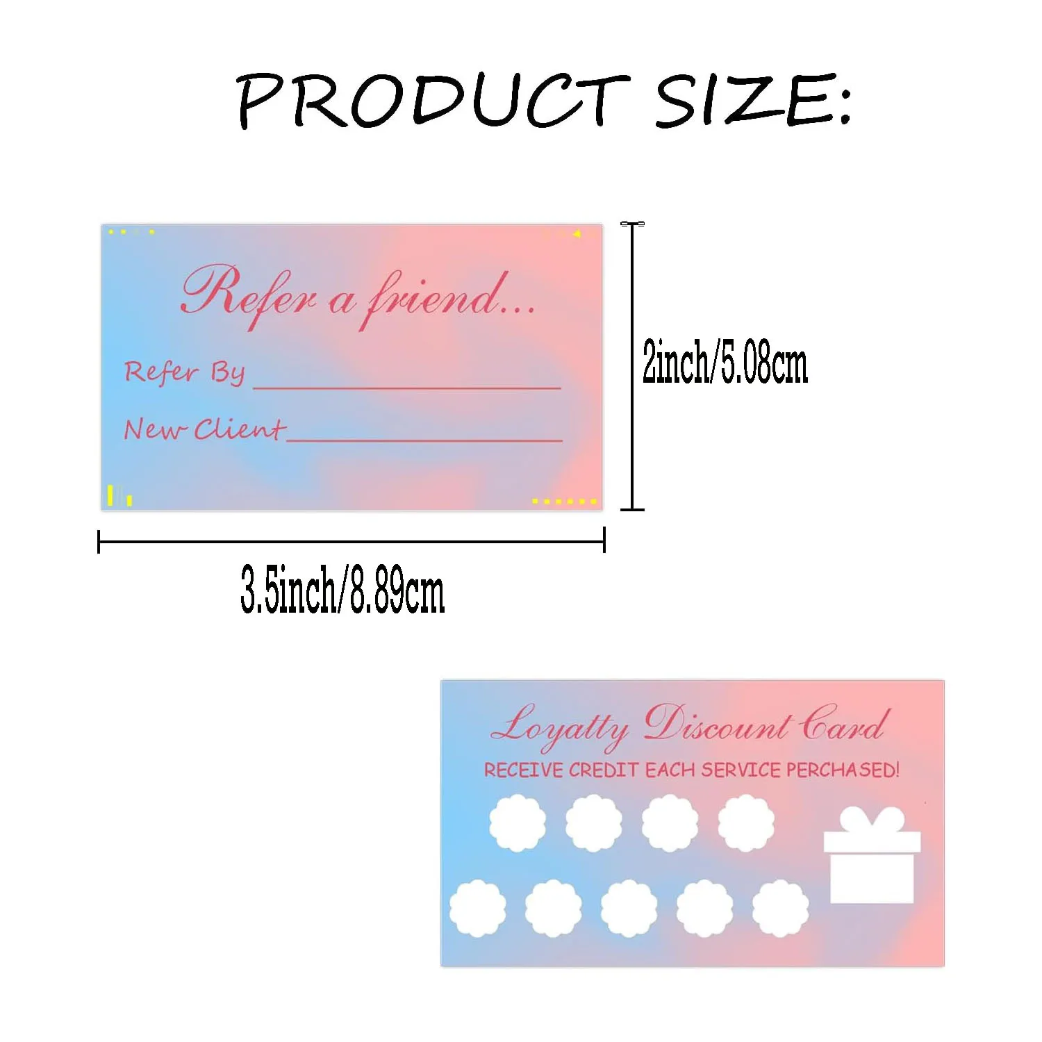 100 Pcs Referral & Loyalty Discount Card 3.5×2Inch Refer a Friend Card Double Sided Loyalty Punch Cards for Small Business