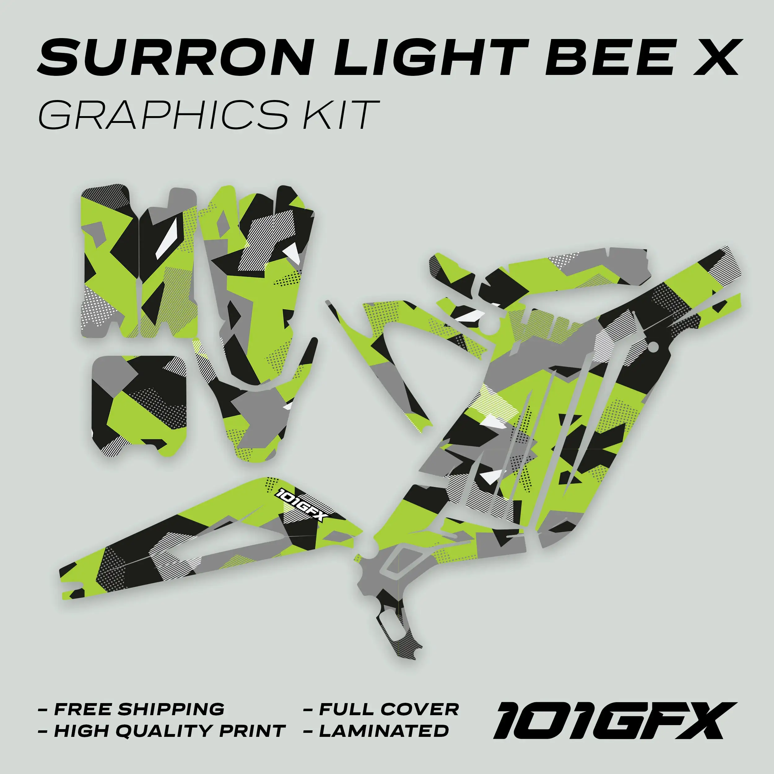 Graphics Kit GEOTECH Green Decals Stickers Laminated Thick  L1E For Surron Light Bee X