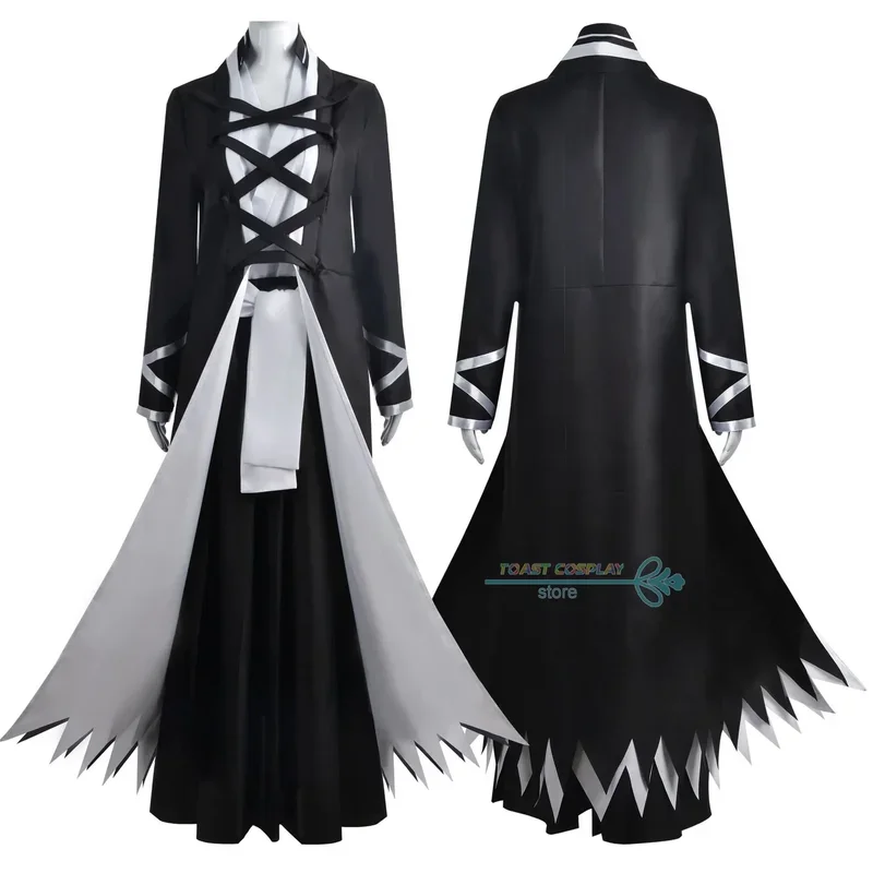 Anime Bleach  Cosplay Costumes Kurosaki Ichigo Handsome Cool Black Role Play Robe Clothing for Men and Women Cosplay