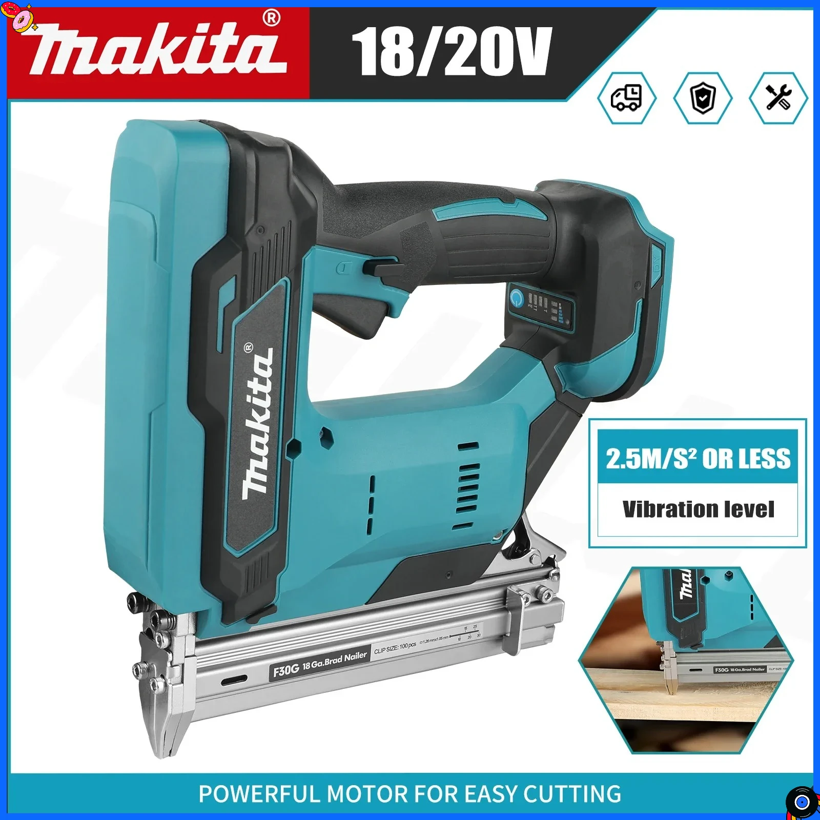 

Makita 100-Nail Capacity, Cordless, Ideal for Flooring, Shelving & DIY Wood Projects 18V Lithium-Ion Nail Gun,6.0Ah Battery,