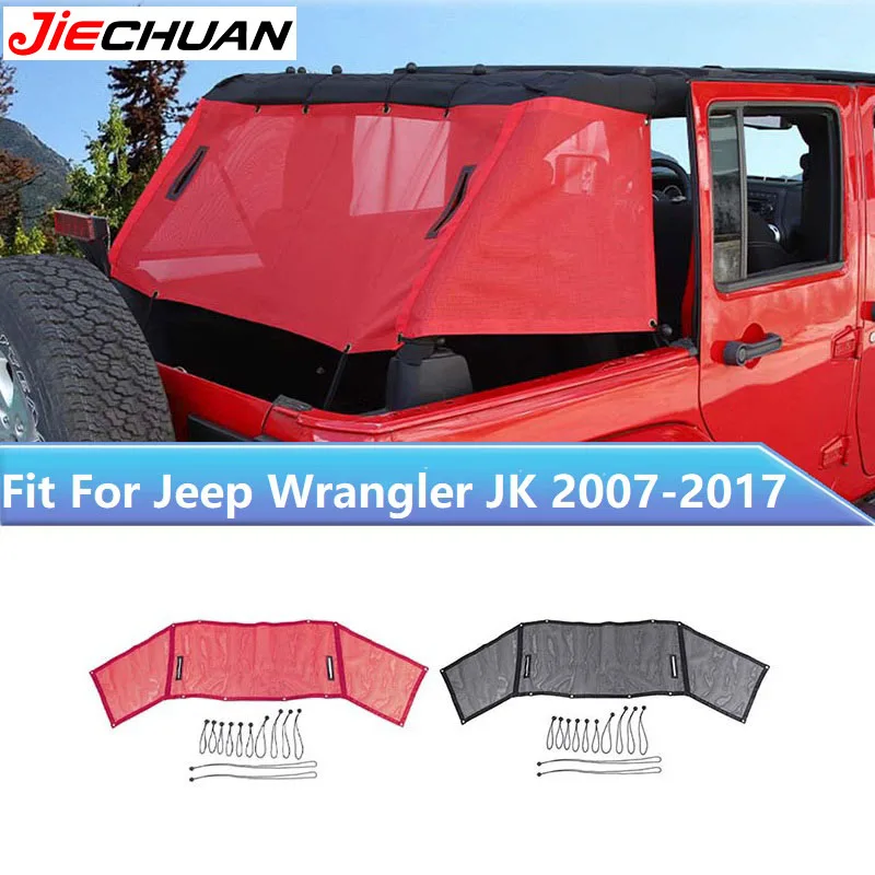 

JIECHUAN PVC Car Trunk Sun Protection Anti UV Sunshade Cover Heat Insulation Net Fit For Jeep Wrangler JK 4-doors 2007-2017