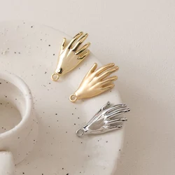 4PCS 14K Gold Plated Hand Gesture Pendant Color Retention DIY Making Supplies Brass Charm Accessories Materials