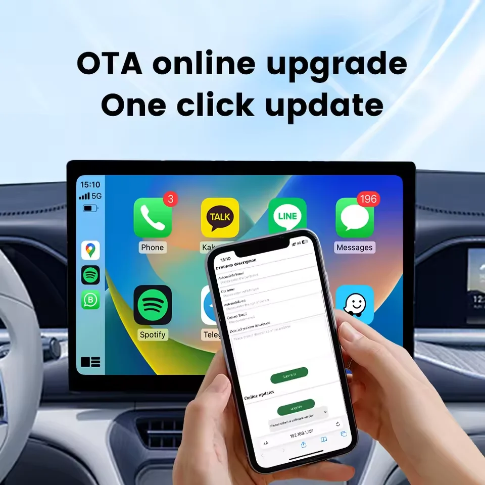 바이두 카라이프에서 무선 카플레이 시스템 스크린 어댑터로 변환하여 베스툰 t 33 이클립스용 안드로이드 오토 부품으로 변환