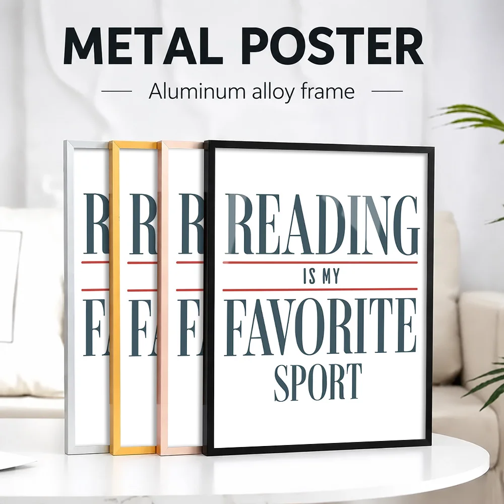 Reading Is My Favorite Sport Framed Aluminum Metal Poster Customized Photo High Impact Style Wall Art For Clubhouse Coach Gift