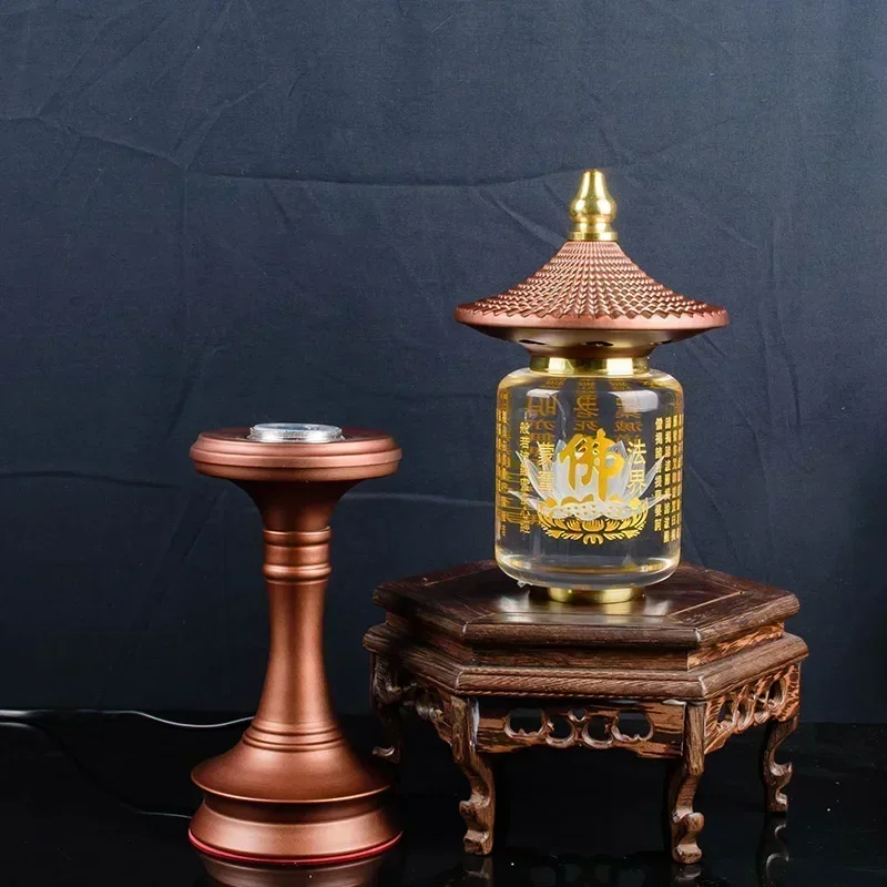 Household Seven Color Crystal Lotus Lamp, Buddha Offering Lamp, Buddha Heart Sutra LED Lamp, Feng Shui, Prayer, Safety Plug