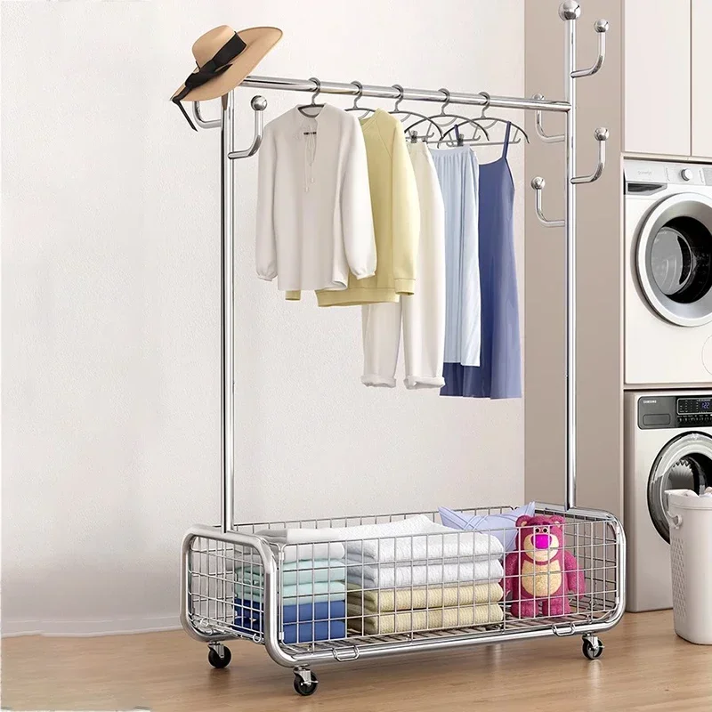 Steel Store Clothes Rack Aesthetic Minimalist Garment Metal Clothes Hanger Corner Place Saving