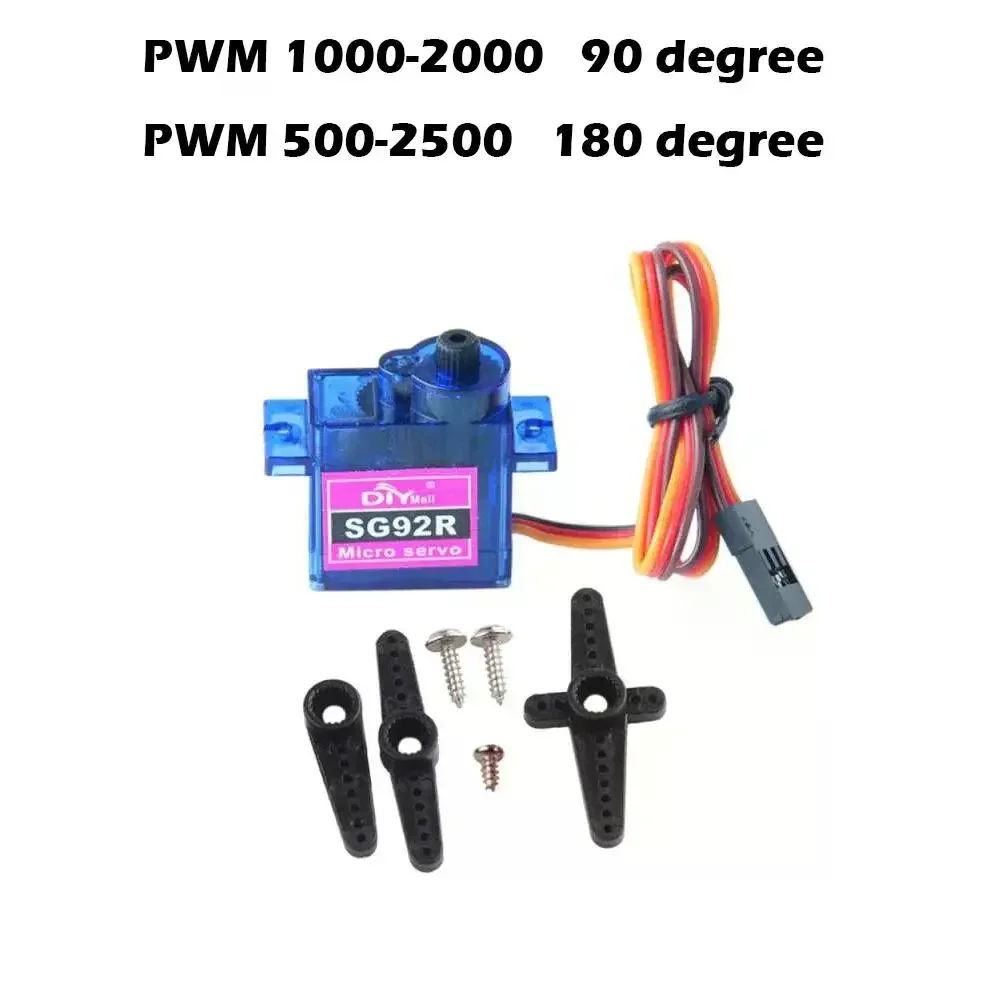 8 peças 9g sg92r micro servo motor analógico 180/270/360 graus mini servos peças diy para avião rc helicóptero modelo de carro