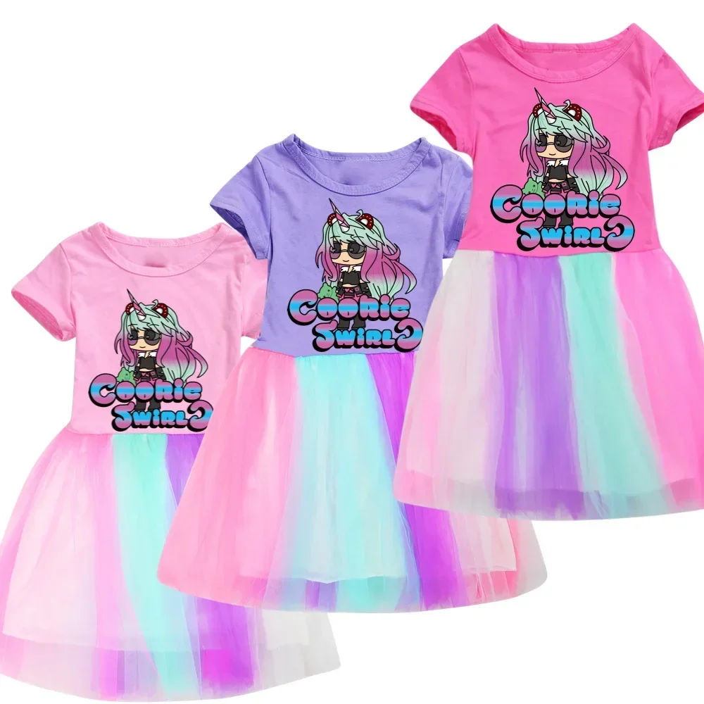 

Girl Cookie Swirl C DressHappy Birthday Party Dresses Summer child Short-sleeved Princess Costumes Christmas Kids Clothes1506