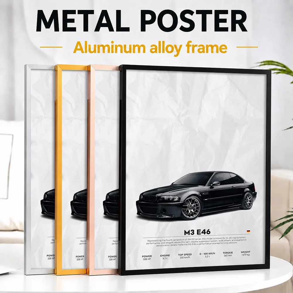 Germany M3 E46 Framed Metal Poster Personalized Photo Retro Garage Style Wall Art For Collector Room Special Housewarming Gift