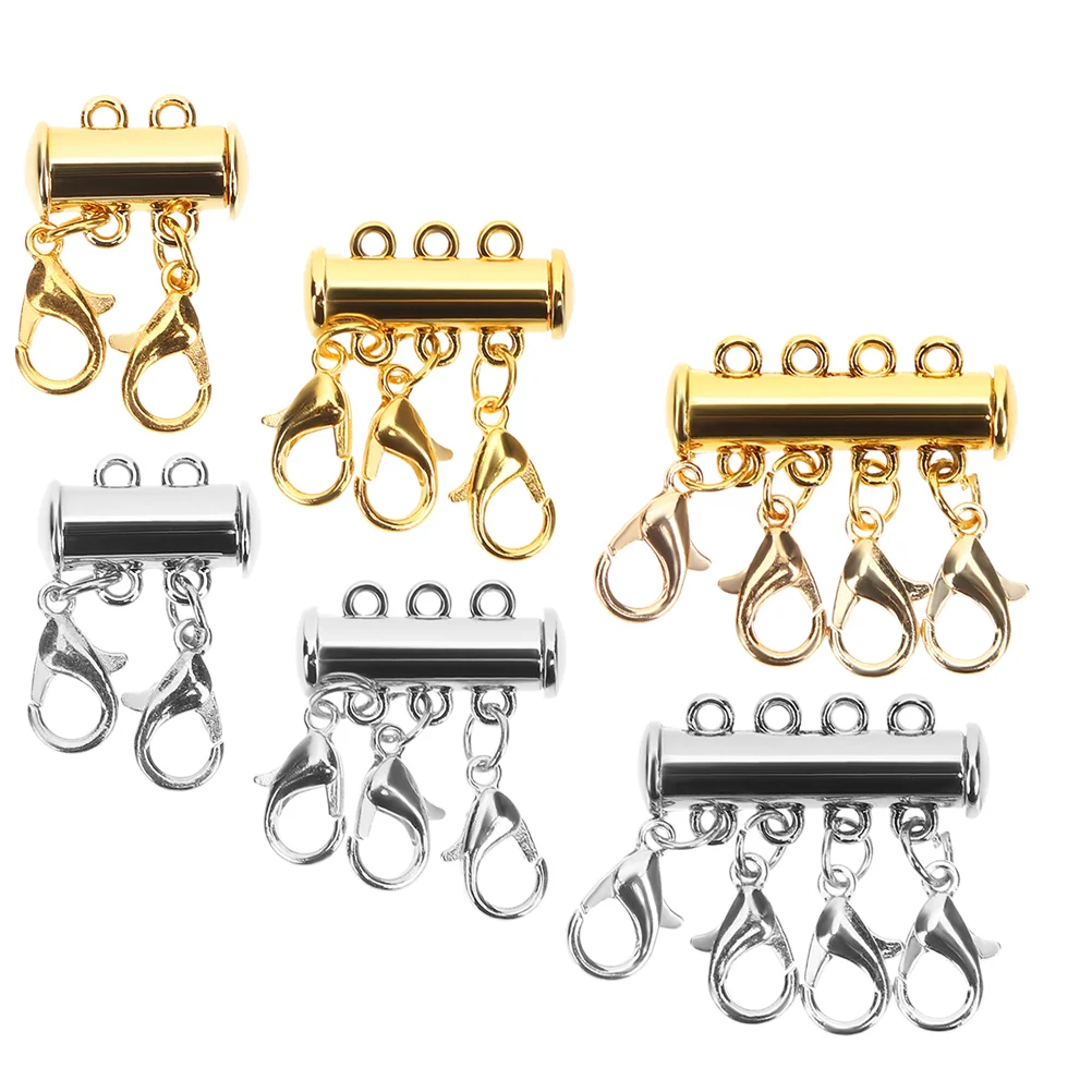 6 Pcs Magnetic Connection Buckle Necklace Clasps Layering Bracelet Jewelry Connectors for Multiple Necklaces