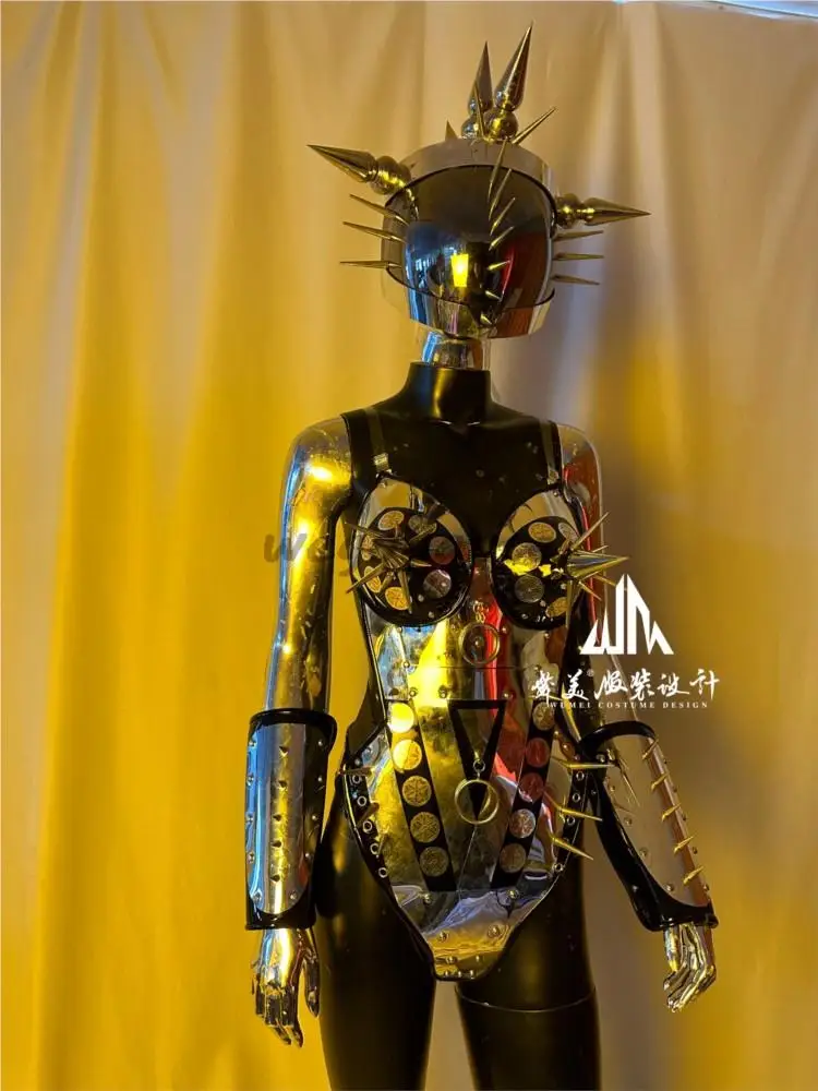 Silver Space Gogo Performance Dress Walk Model DS Dance Costume For Woman