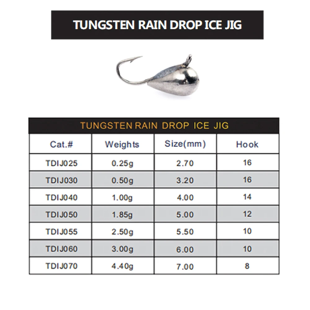 日本の釣り用のタングステンベイト,スズキを釣るためのスパイク付きの石のセット,冬の釣り用のフック,0.25g-4.4g,氷釣り用のヘッド付き,2.7mm〜7mm