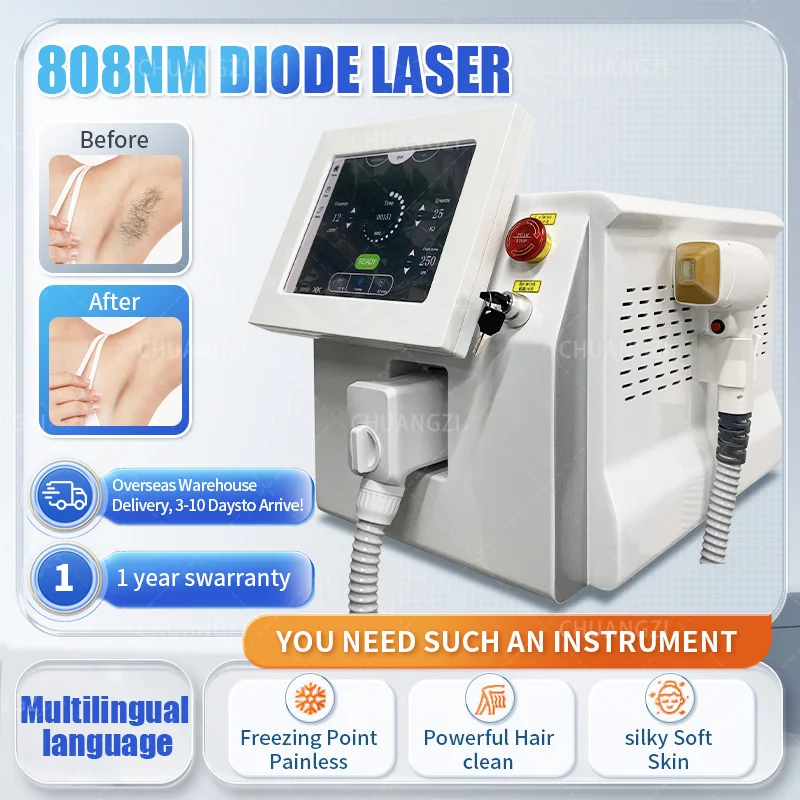 3000W 808 Diode Laser Hair Removal Machine Alexandrit Permanent Cooling Head Painless Epilator Ice Titanium 3 Wavelength