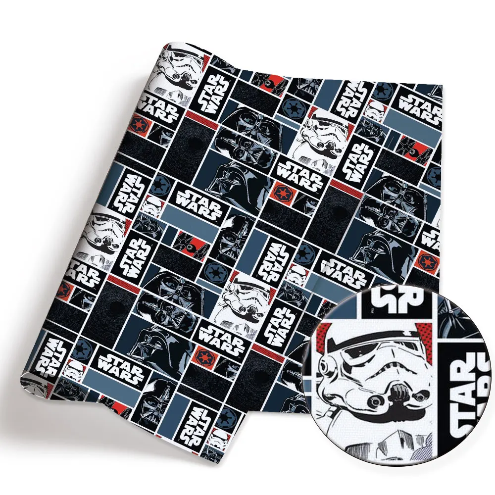 Tela de poliéster/100% algodón/satén con estampado de dibujos animados de Star Wars, 140x50 cm, tela estampada para patchwork, costura infantil, muñecas, cortinas
