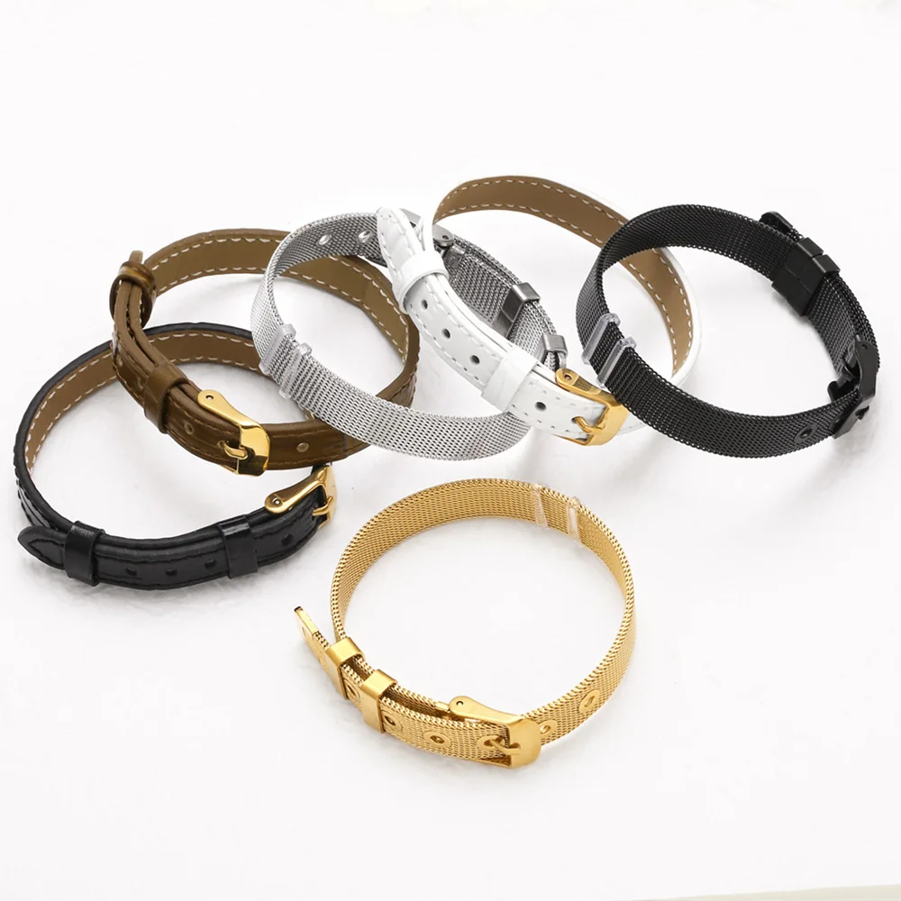 FLOLA CZ Crystal Boy Girl Charms Bracelets for Women Leather Band DIY Bracelets Female Jewelry Gifts BRATA95 - detail 4