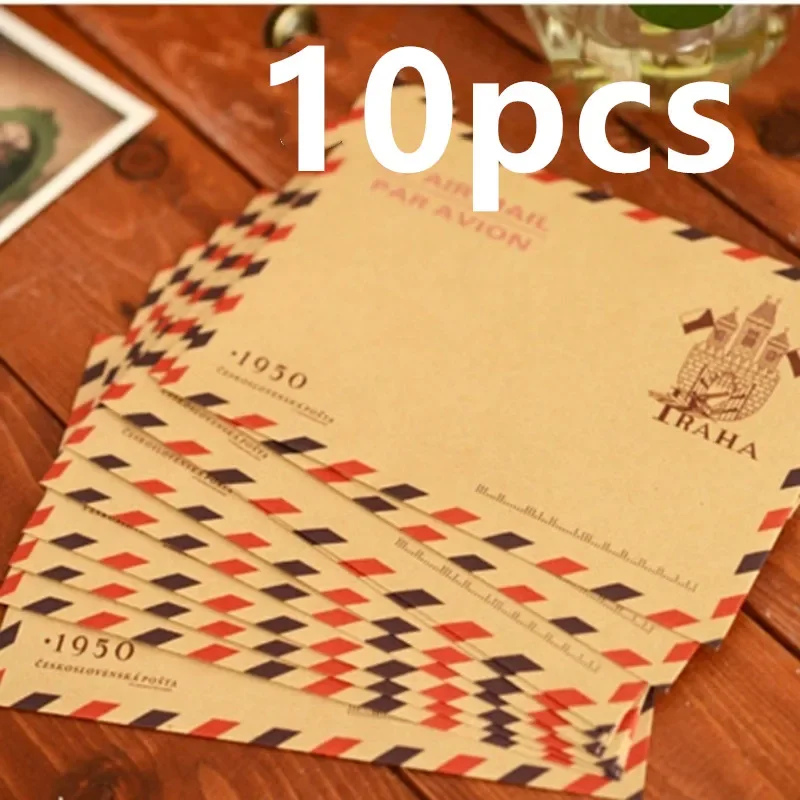 10pcs 9.7*7.5cm  Retro Popular Envelope Postcard Letter Durable Kraft Stationery Storage Paper School Supplies