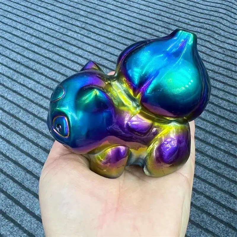 

8cm Natural Aura Quartz Cartoon Carving Cartoon Animal Healing Crystal Holiday Crafts Home Decoration Children Gift 1pcs