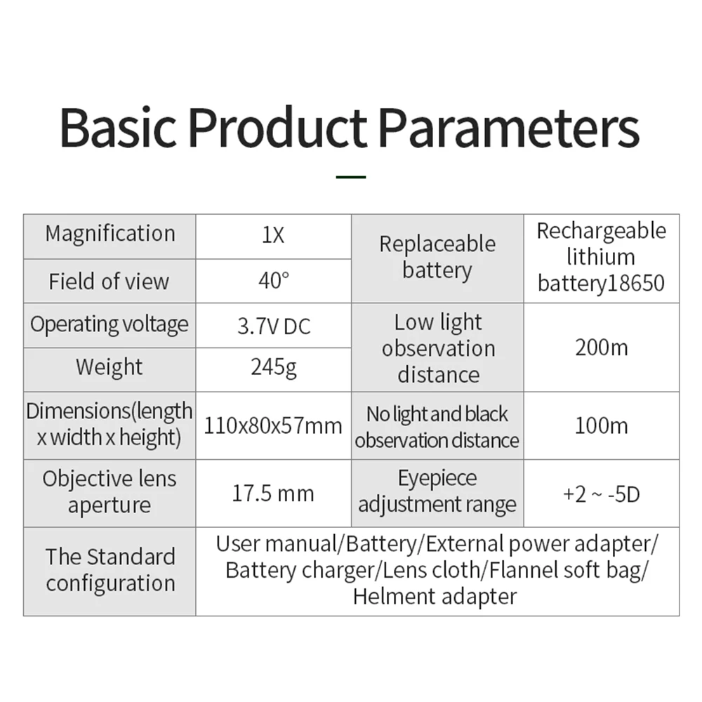 1X NVG 10 Helmet Mounted Day and Night Record Take Pictures Infrared Night Vision Hunting Scope