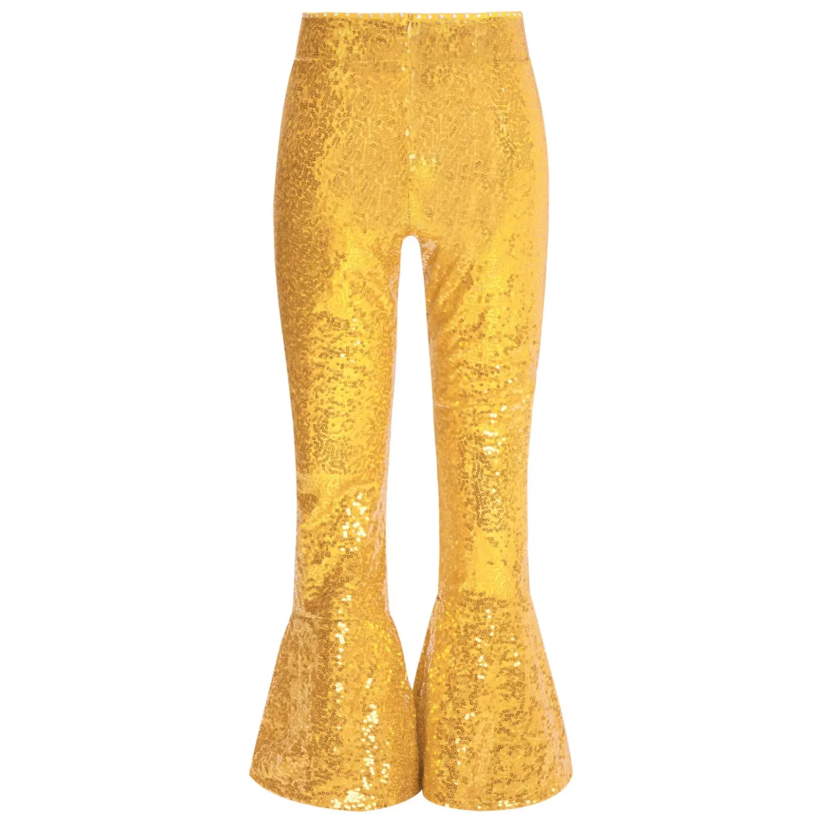 Pantaloni da ballo per ragazze per bambini Pantaloni svasati con cerniera in paillettes con strass e vita sul davanti per competizioni di spettacoli di danza latina jazz Nuovo