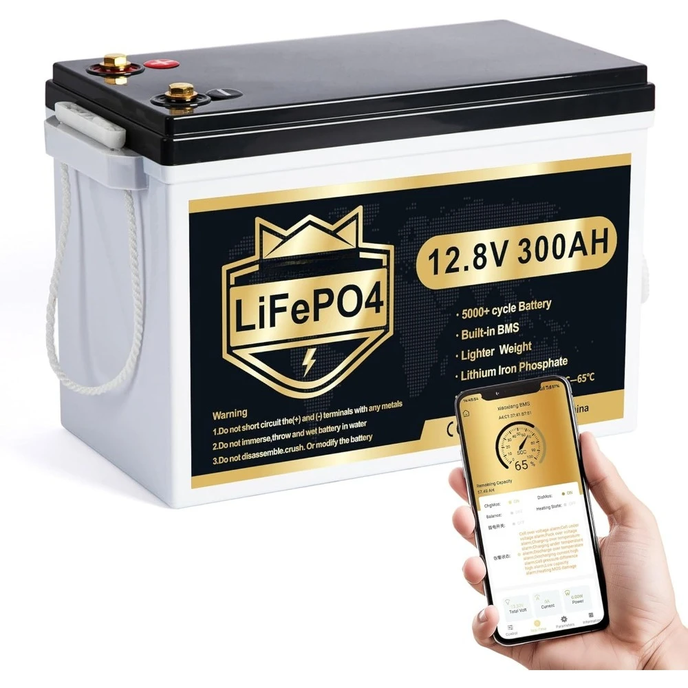

12V 300Ah MINI LiFePO4 Lithium Battery, Bluetooth Lithium Battery, 200A BMS, up to 15000 Cycles, Max.3840Wh Energy with Low