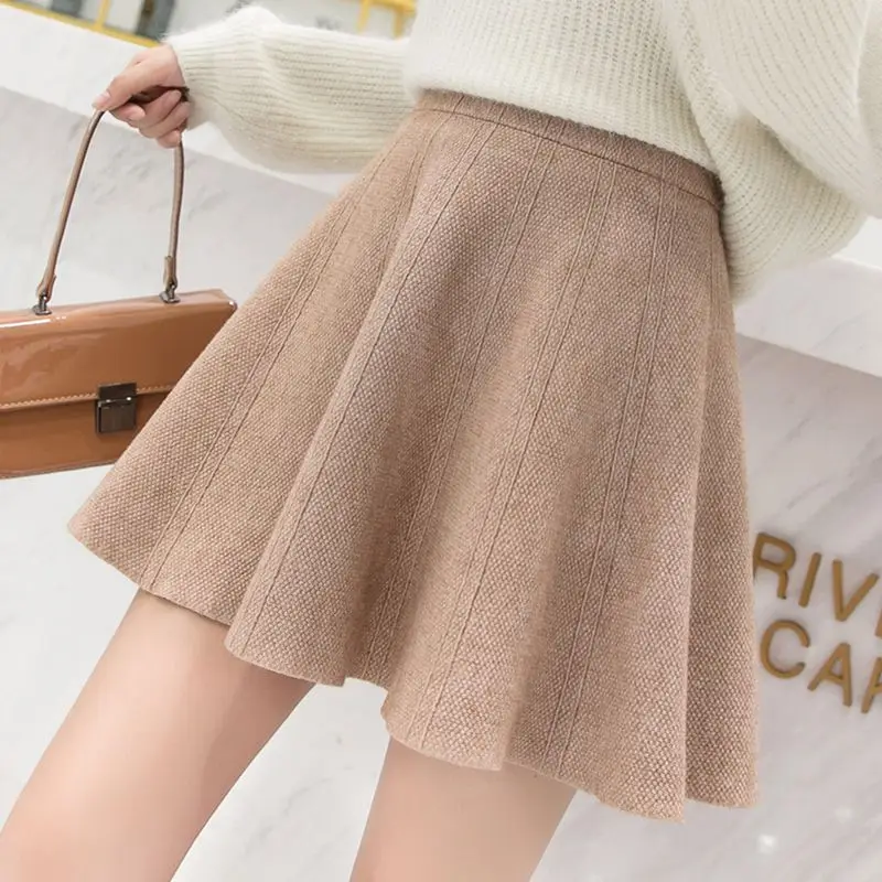 

Knitted Midi Skirt Soft Glutinous Yarn Skirt Fluffy Skirt Elastic High Waist Slimming Bottom Skirt