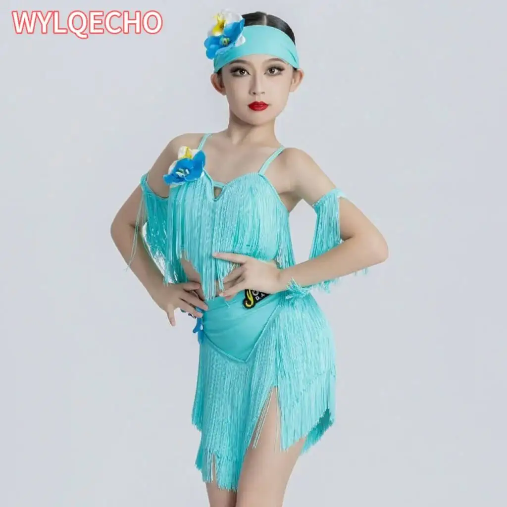 

Fringe Latin Dance Dress Girls Latin Dance Clothes Kids Competition Salsa Costume Child Cha Cha Rumba Ballroom Tango Dresses