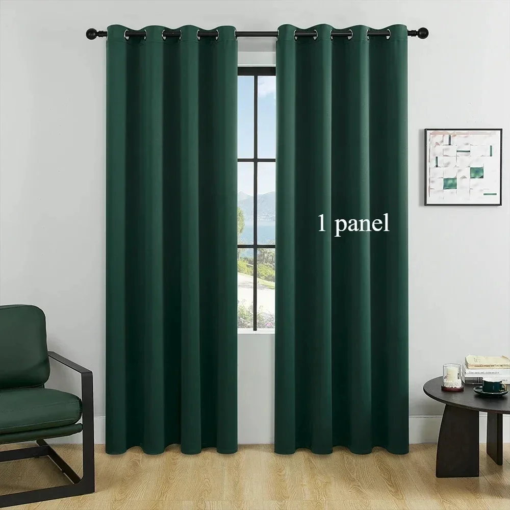 1pc Solid Color Blackout Curtain, Room Darkening And Light Reducing Curtains, For Study Bedroom Kitchen Living Room Decor