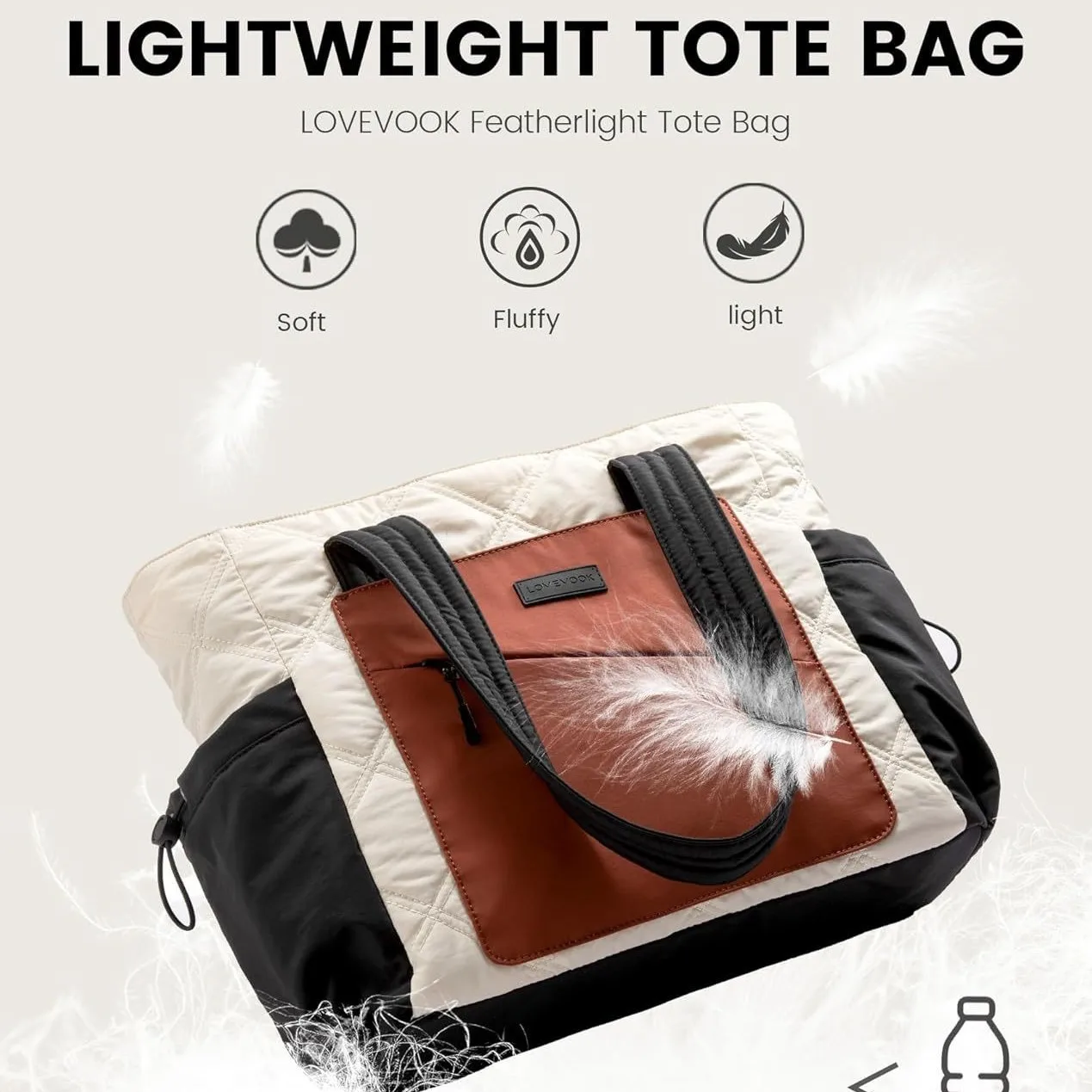 

Portable Large Tote Bag Puffer Handbag Single Shoulder Bag for Shopping Fitness Traveling Beach Cross-Border Trend Nylon