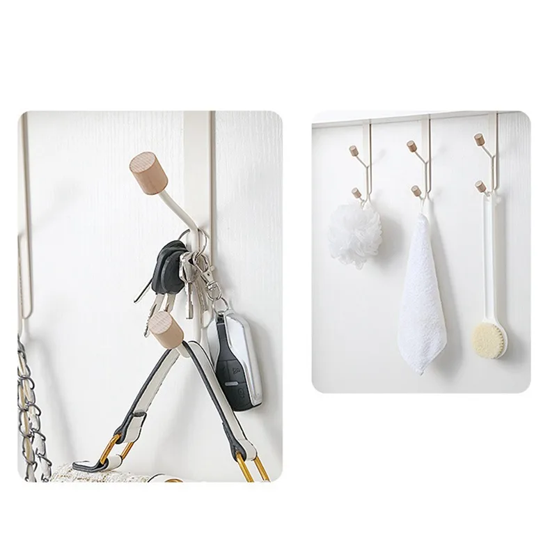 New Creative Bathroom Door Hooks Household Clothes Rack Shelf Bedroom White Simple Wrought Iron Coat Key Storage Hook Hanger