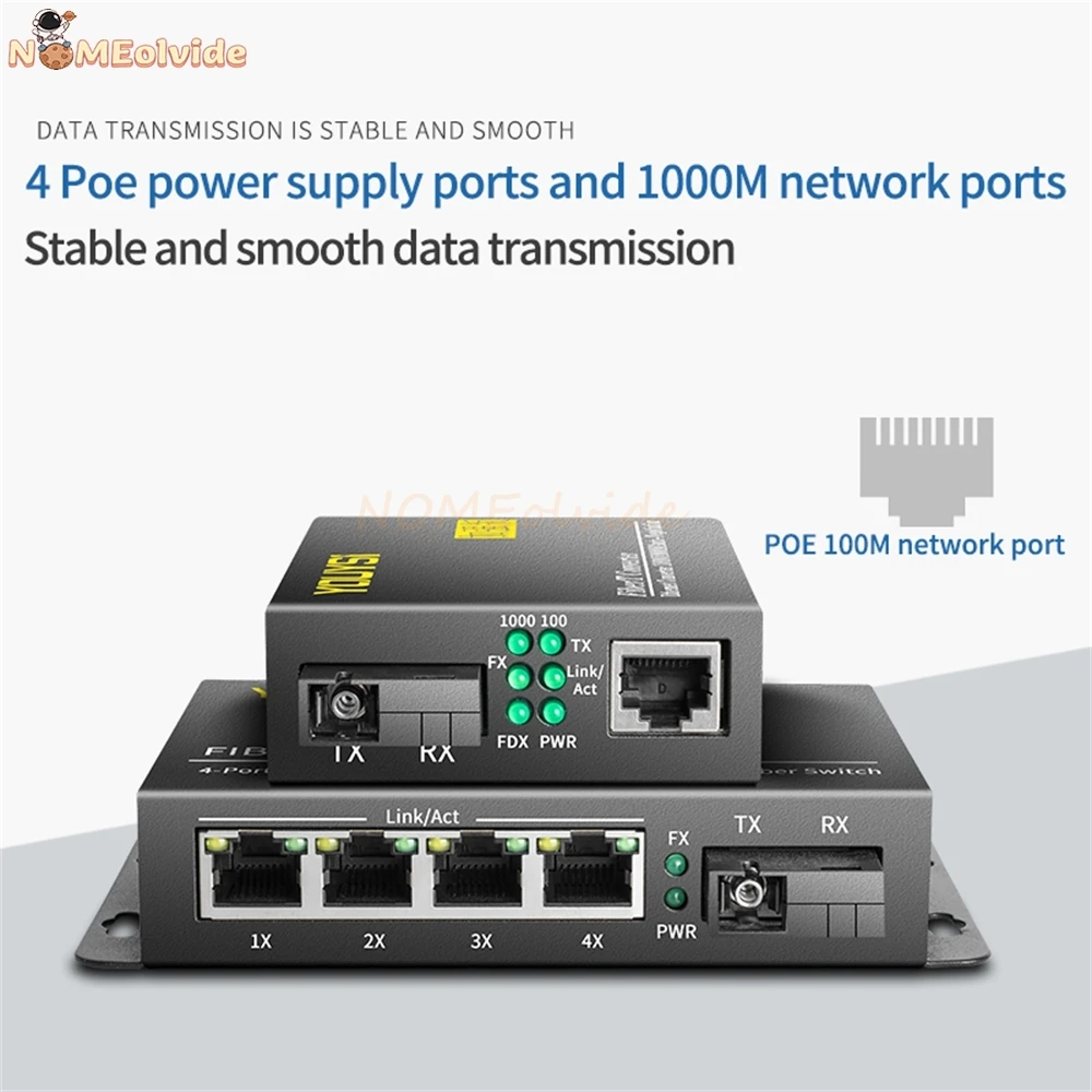 Imagem -02 - Poe Media Converter 3km Único-modo de Fibra Óptica Transceptor sc Perfeito Produto 10 100 1000m 1sc 4ge