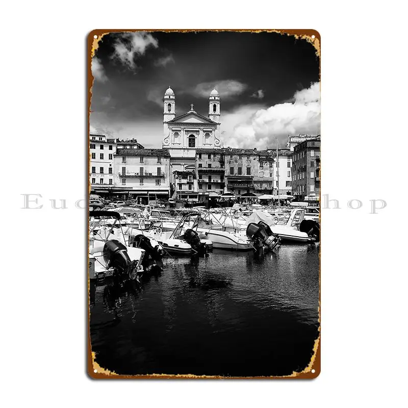 لوحة معدنية ذات طابع أبيض وأسود ، لوحات ملصق ، علامة حرف القصدير ، A9glise ، القديس جان بول ، جان كلود في باستيا ، ٪ #1