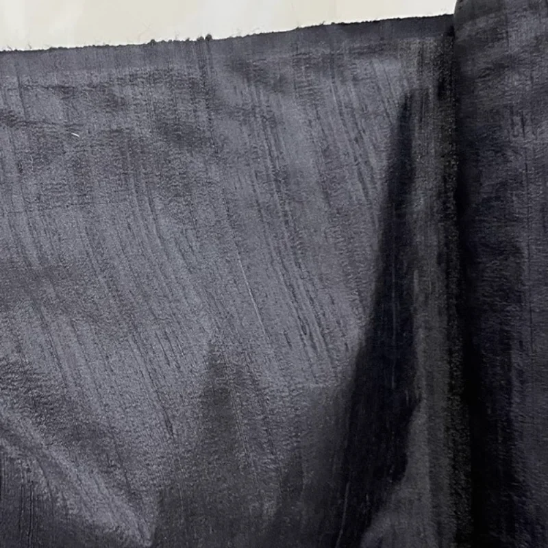 Black Dupion Silk Fabric for Ventilate Skin-friendly DIY Swing Handmade Clothing Evening Dress Vest Skirt Pants Cloth Material