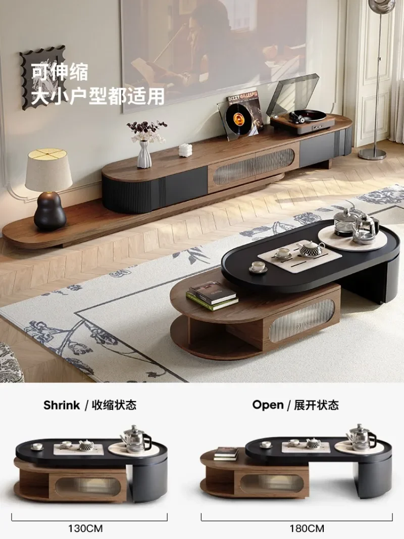 coffee table living room household small apartment new kung fu solid wood telescopic function tea table tea integrated