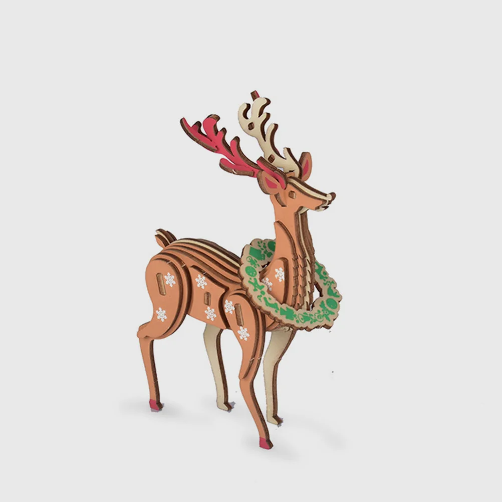 

Wooden Christmas Reindeer Puzzle 3D DIY Jigsaw Creativity Kids Holiday Decor Elk Xmas Christmas Wooden Decoration