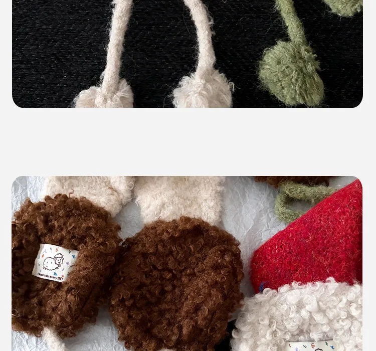 New Ins Style Contrast Color Strap Plush Earmuffs for Women Autumn Winter Cute Warm Outdoor Casual Versatile Headwear Ear Warmer