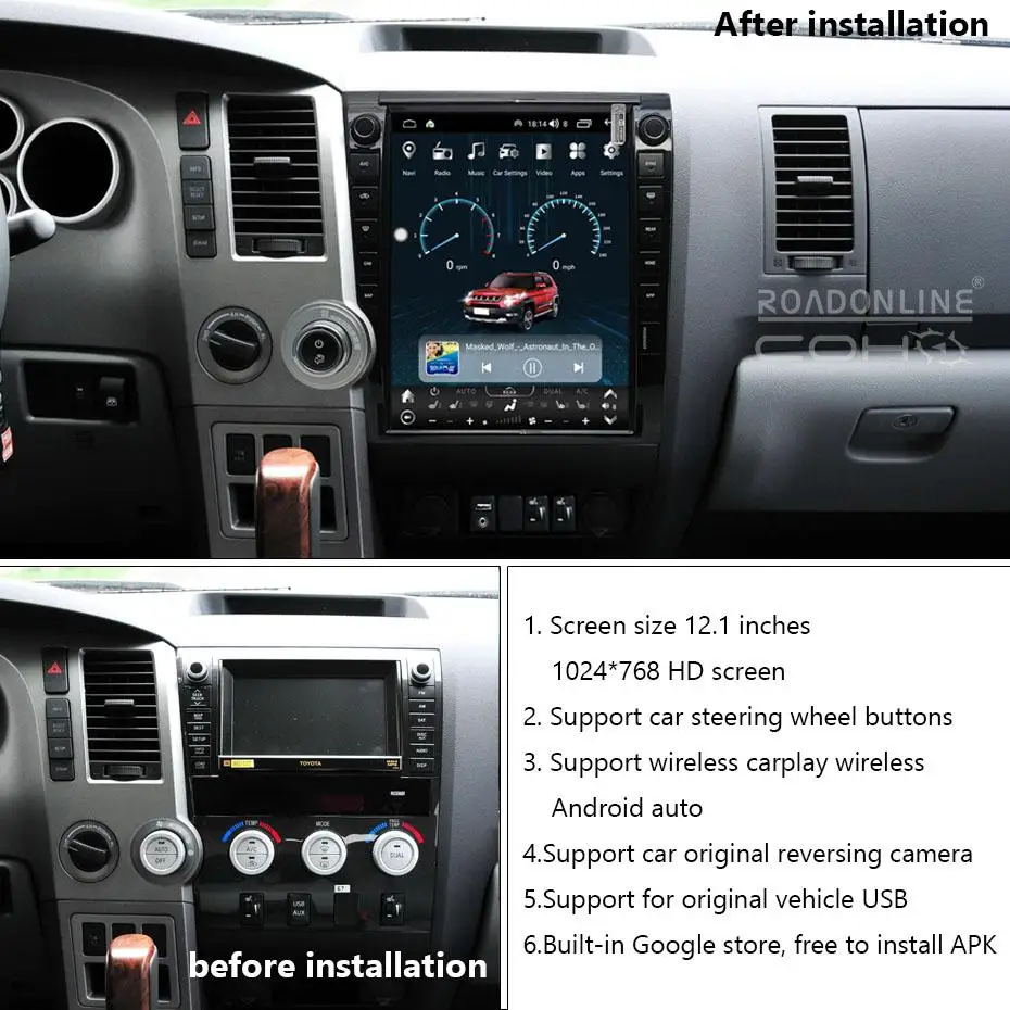 For Toyota Tundra 2007-2013 Android 13  12.1 inch UIS7862 Octa-core 8+128gb Car Navigation CarPlay Car Radio Multimedia Video