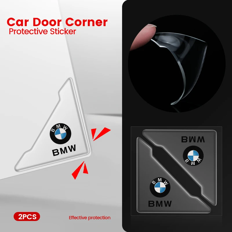 Cubierta de esquina de puerta de coche, parachoques antiarañazos, pegatina de protección para BMW E30, E38, E39, E46, E60, E61, E90, X1, X3, X4, X5, X6, E70, 2 piezas