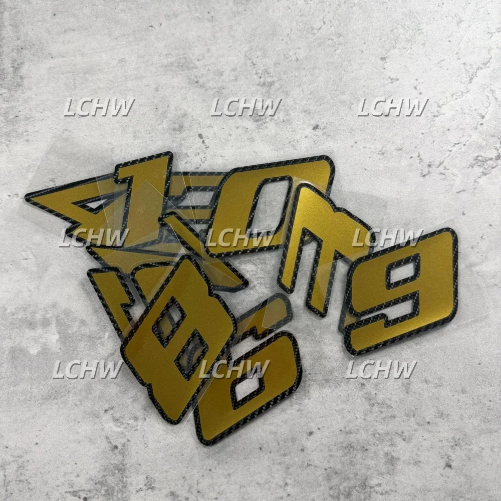 Gold Racing Number Motorcycle Sticker Motocross Fairing Scooter Helmet Motor Fuel Tank Body Car Styling Decal Waterproof