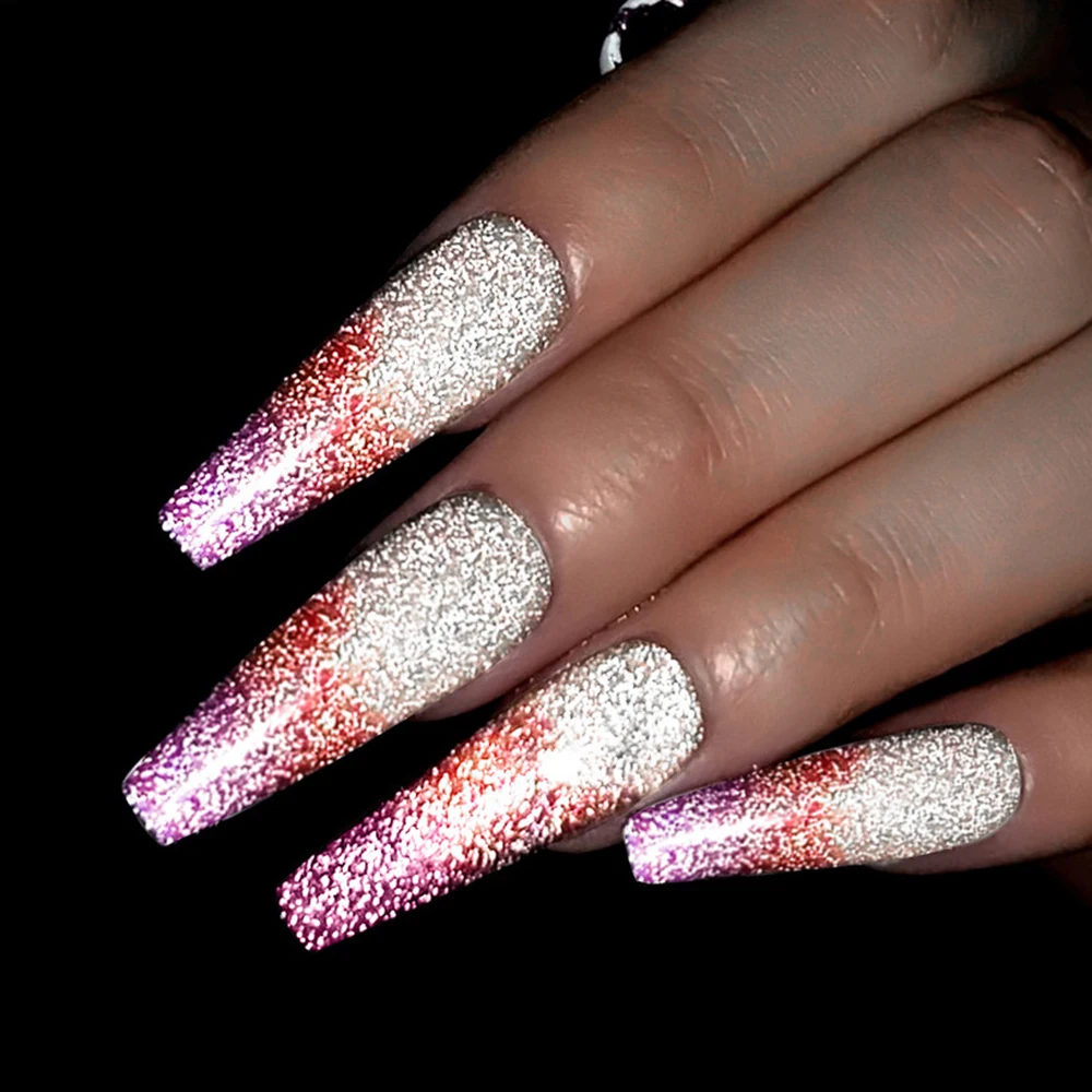 Sparkles Reflective Pink Nail Glitter Powder Colorful Crystal Rhinestone Sequins Chrome Pigment Gel Polish Nail Decoration THE#2