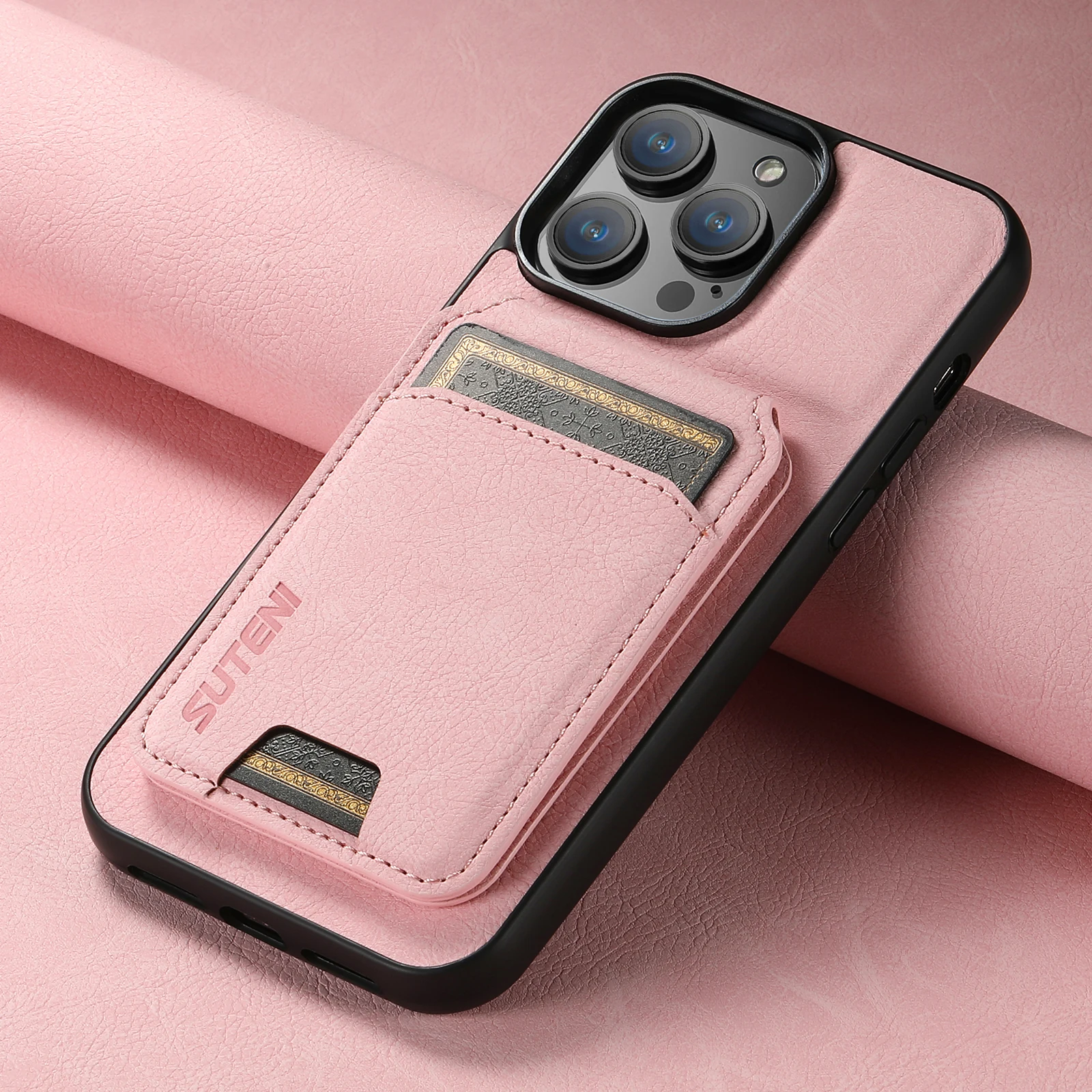 SUTENI Kartenhalter Kartenhülle Handyhülle Luxus PU Leder Handyhalter für iPhone 16 Pro Max 15Plus 14 13 12 11 XR X – Detail 4