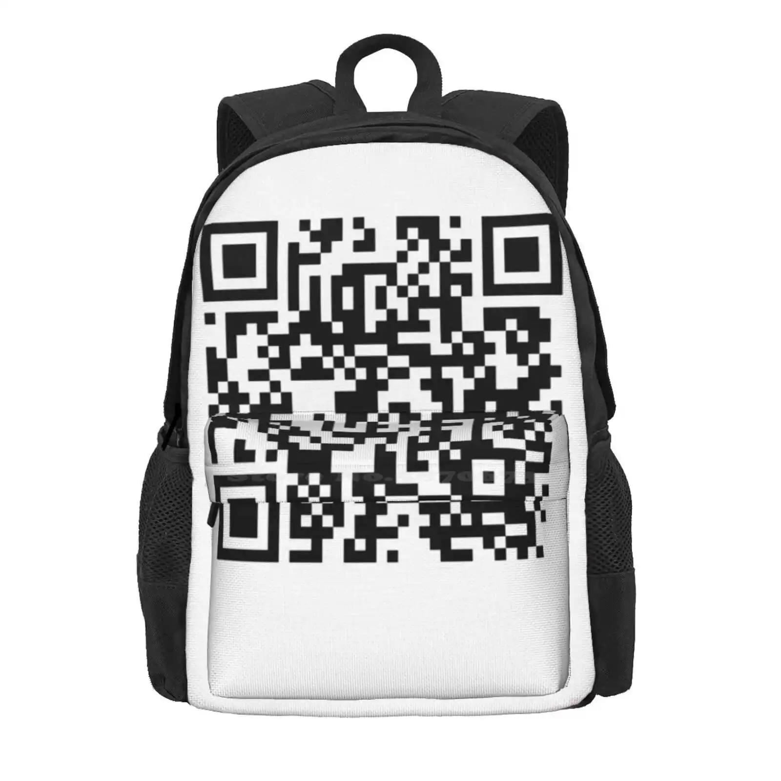 Rick Roll Qr Code Large Hot Sale Schoolbag Backpack Fashion Bags Qr Code Rick Roll Rick Astley Meme Never Gonna Give You Up