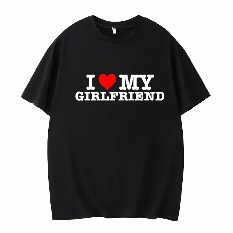Fashionable round Neck T-Shirt I Love My Girlfriend Summer New Arrival Street Style Short Sleeve Women's Top Floral Pattern