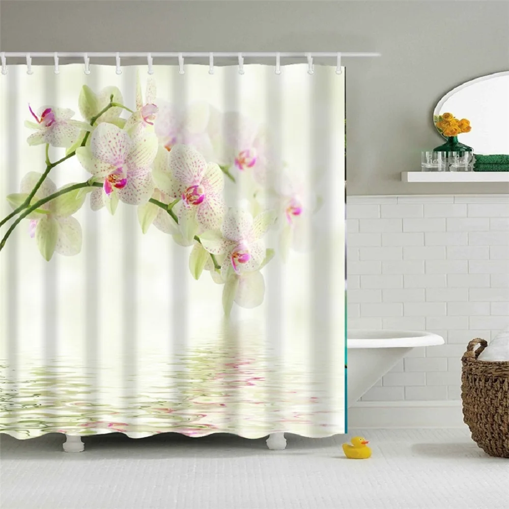 

Butterfly Orchid Bathroom Shower Curtain Floral Plant Elegant Art Deco bathtub Polyester Shower Curtain