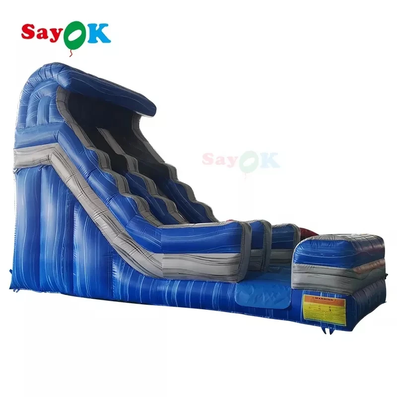 Sayok 7M Blue Inflatable Water Slide Giant Commercial Grade Outdoor Wave Wet Dry Water Slides for Kids Adults Rental Business