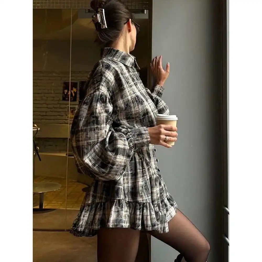 طقم تنورة نسائية مكشكشة irt ملابس رياضية كاجوال بدلة تي شيرت V-Ne Seven-Sve ألياف البوليستر سحاب إغلاق #3