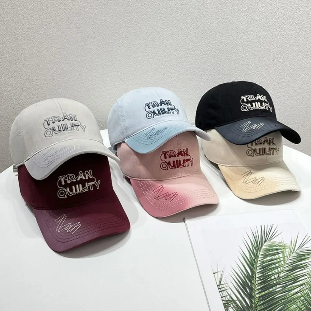 

Sunscreen Women Baseball Cap Embroidery Solid Color Korean Style Sun Hat Adjustable Sunshade Letter Baseball Cap Streetwear