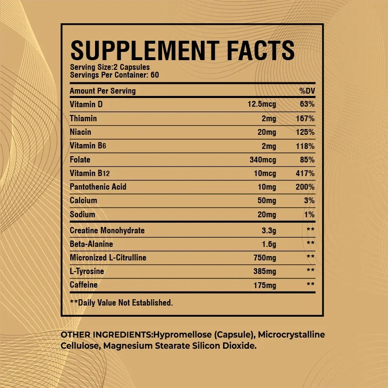 Pre-Workout Capsules - Boosts Muscle, Pump, Energy and Endurance, Performance & Muscle Mass, Beet Root Supplement